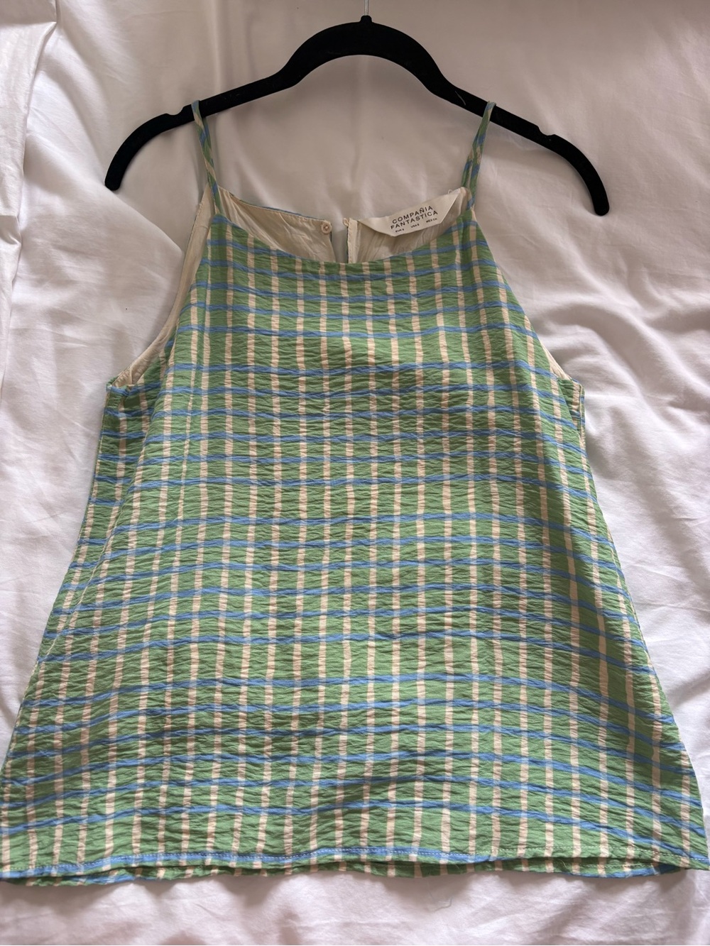 Green & Blue Plaid Sleeveless Tank Top